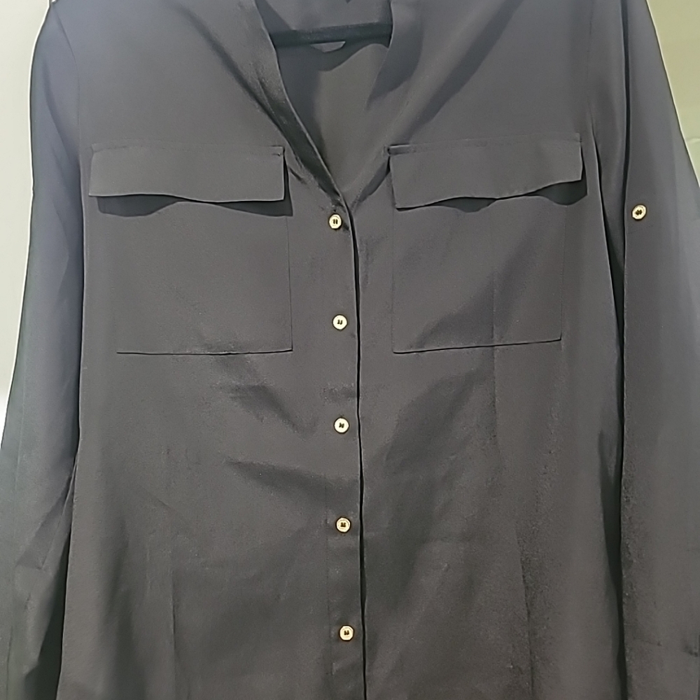 Calvin Klein black long sleeve shirt blouse sz S